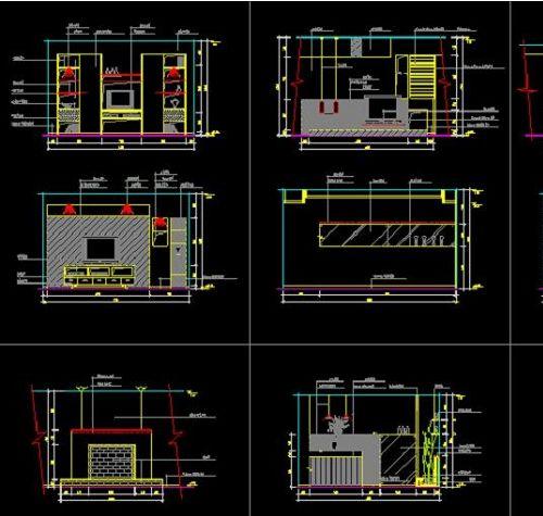 77套CAD电视背景墙 cad施工图 室内电视背景墙设计素材