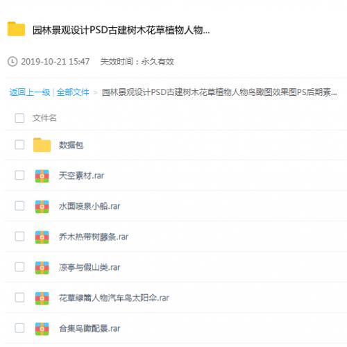 园林景观设计PSD古建树木花草植物人物鸟瞰图效果图PS后期素材库
