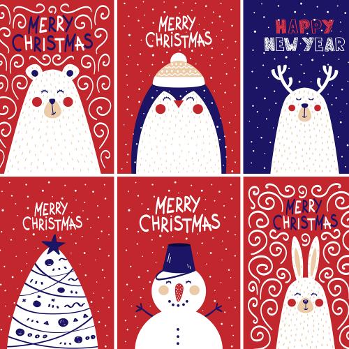 圣诞节雪人圣诞老人贺卡无缝背景包装印花图案ai矢量素材