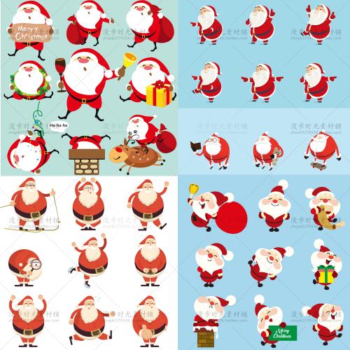 圣诞节圣诞老人背景图案UI网页海报EPS矢量设计banner素材