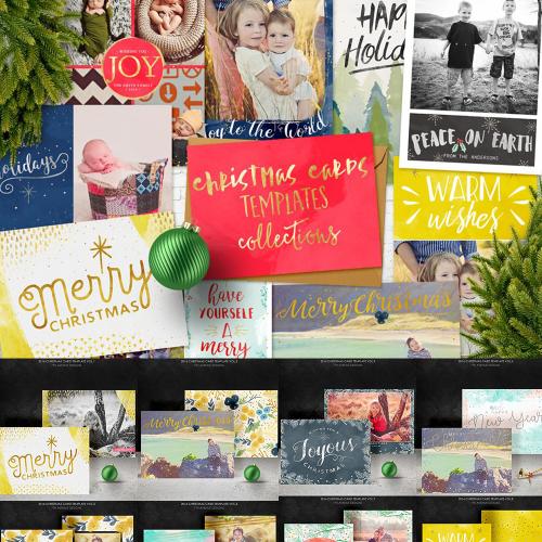 圣诞节主题卡片贺卡明信片照片相册PSD设计素材模板