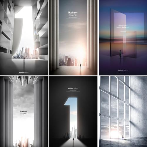 高端大气商务商业企业文化城市宣传单海报设计PSD分层素材