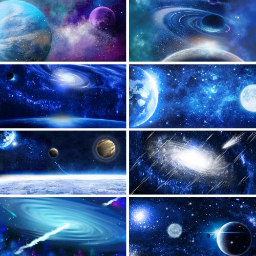 科技夜空科幻宇宙星云设计蓝色梦幻唯美星空背景PSD设计素材