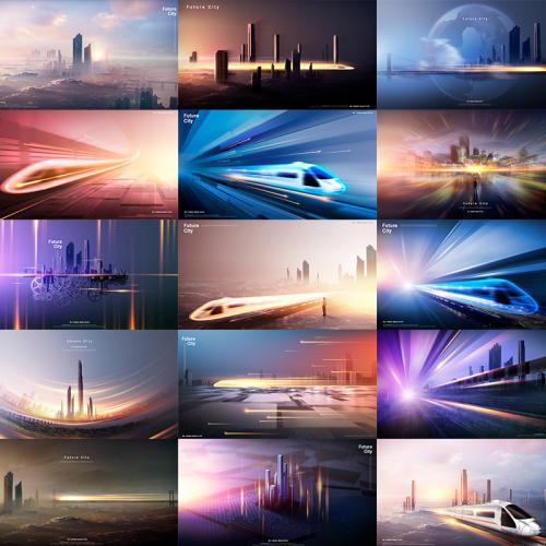 高档城市建筑房地产地铁灯箱广告宣传单海报设计PSD素材