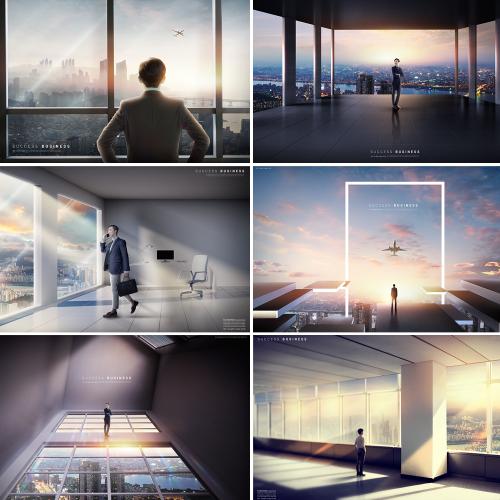 商务商业房地产开发灯箱广告招牌海报DM宣传单PSD设计素材