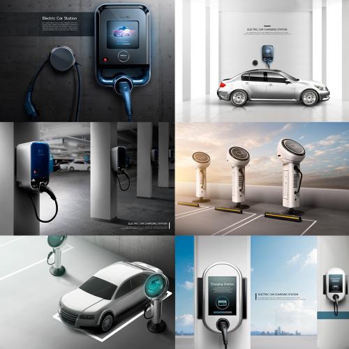 电动汽车充电桩科技未来海报banner广告设计PSD分层素材