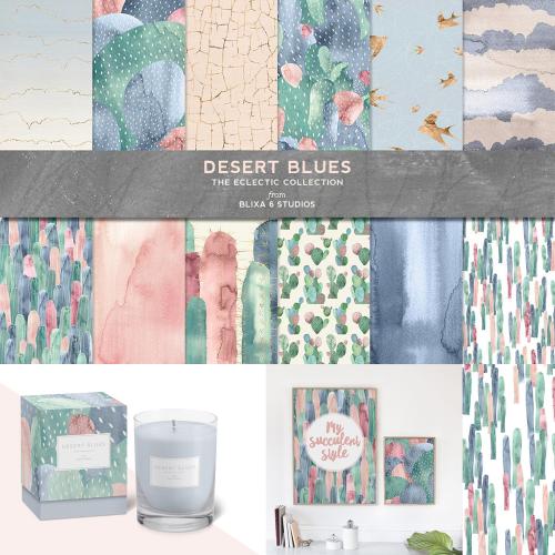 沙漠旱地仙人掌水彩插画图案纹理背景底纹包装JPG设计素材