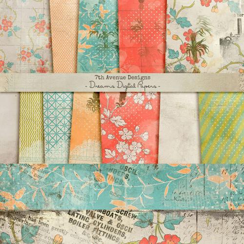 复古花朵花卉规则图形礼品纸张纹理包装图案背景JPG设计素材