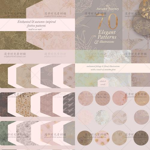 线描暗金质感仙鹤叶子纹理底卡片纹背景JPG矢量AI设计素材