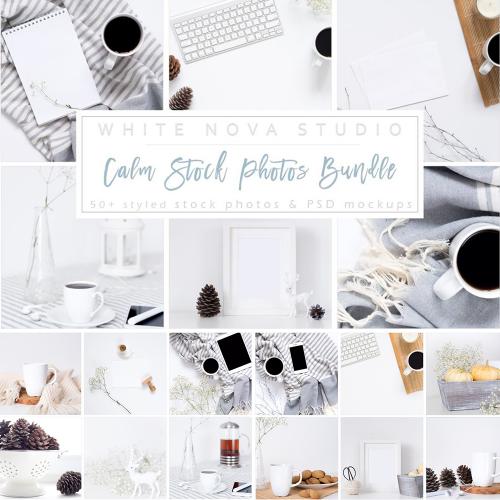 小清新性冷淡风冷色调桌面手机场景图片模板JPG设计素材