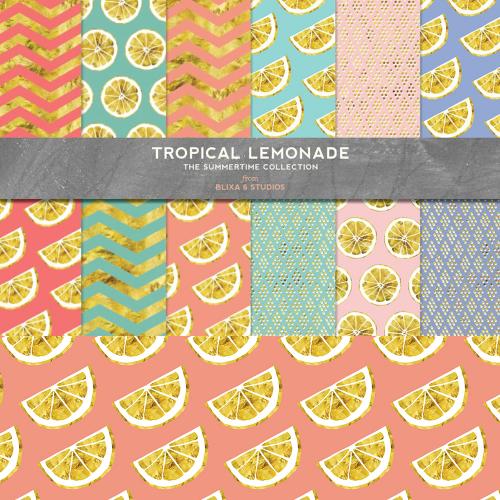 热带柠檬金箔图案纹理背景底纹印刷包装纸JPG设计素材图片