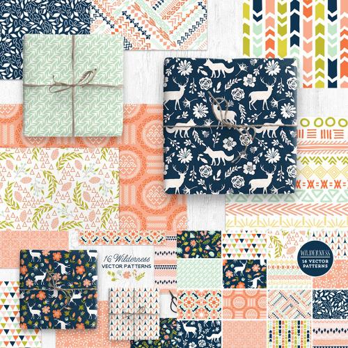 森系小清新花卉花草圣诞节礼物包装纸纸贺卡背景JPG设计素材