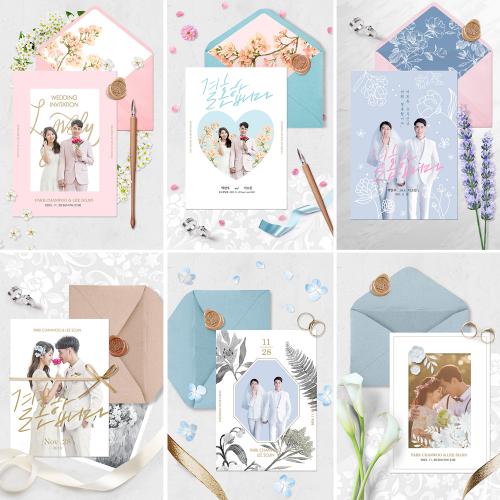 韩版信封情侣海报婚礼结婚邀请函请柬卡片韩式PSD设计素材