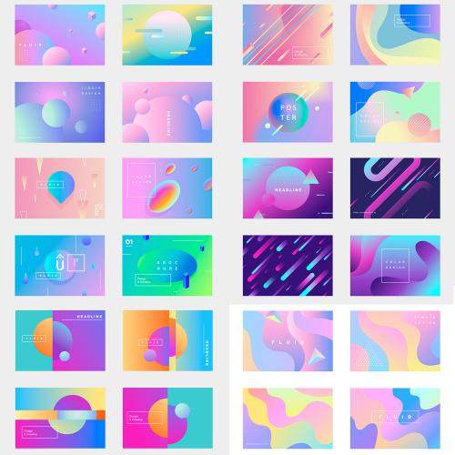 时尚彩色时尚渐变抽象艺术几何图形海报UI设计AI矢量素材