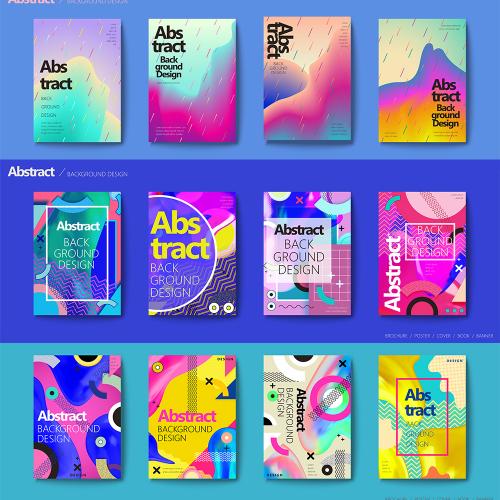 创意孟菲斯几何抽象英文海报DM宣传单设计背景AI矢量素材