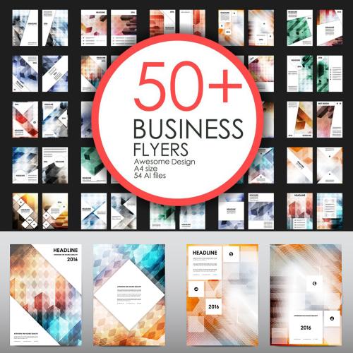 企业宣传小册子封面炫彩几何海报背景DM宣传单EPS设计素材