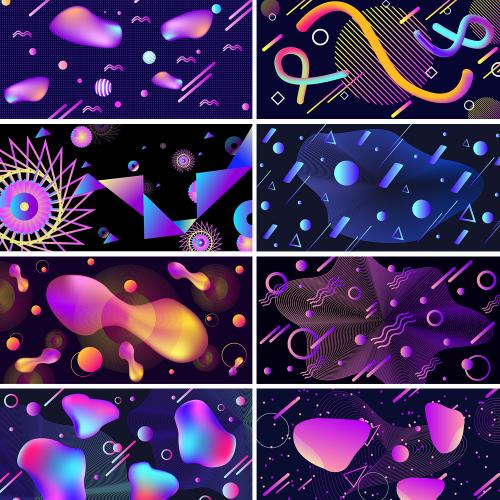 炫彩渐变背景流体渐变绚丽几何背景海报模板AI矢量设计素材