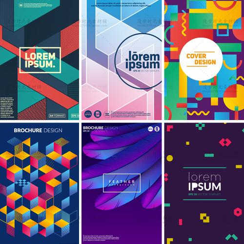 促销打折海报个性潮流彩色背景底纹花纹羽毛EPS矢量设计素材