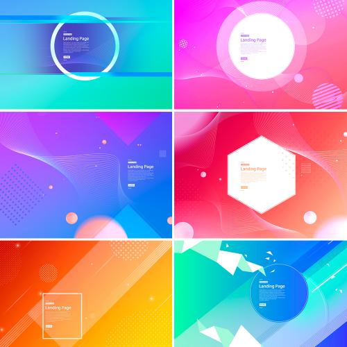 时尚渐变海报模板炫彩色几何线条网页H5背景PSD设计素材