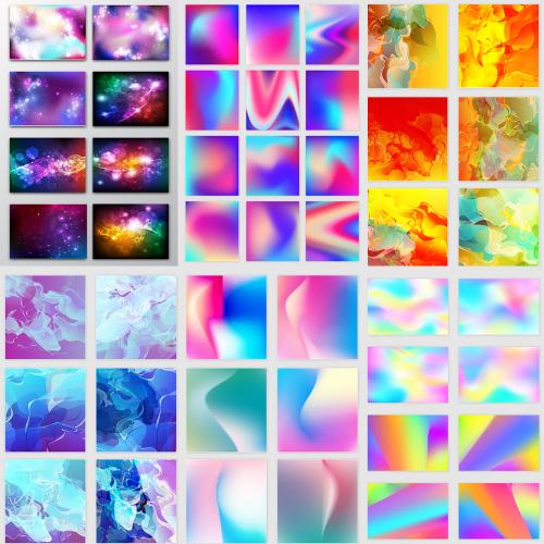 创意绚丽炫彩镭射梦幻炫彩烟雾底纹渐变背景AI矢量设计素材