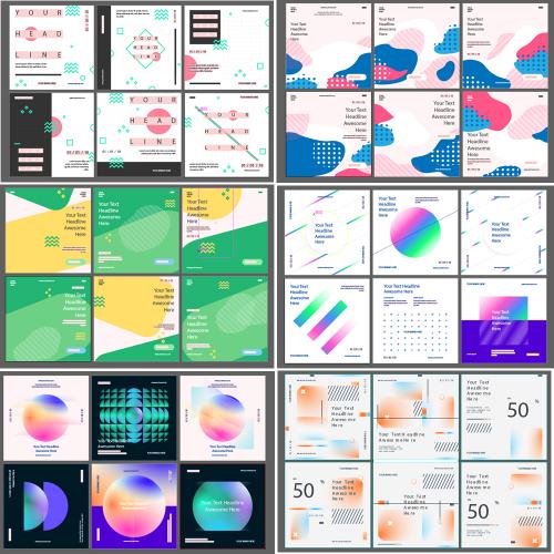 炫彩几何图形线条网页社交网站banner海报矢量AI设计素材