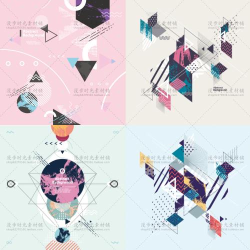 抽象几何图形点线组合图时尚宣传海报AI矢量源文件EPS设计素材