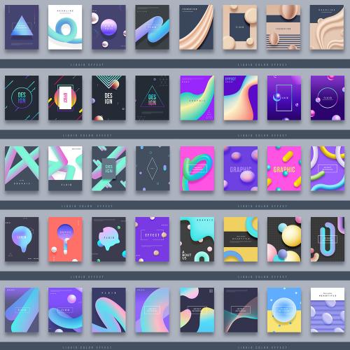 创意时尚渐变几何图形空间画册宣传册封面海报设计PSD素材