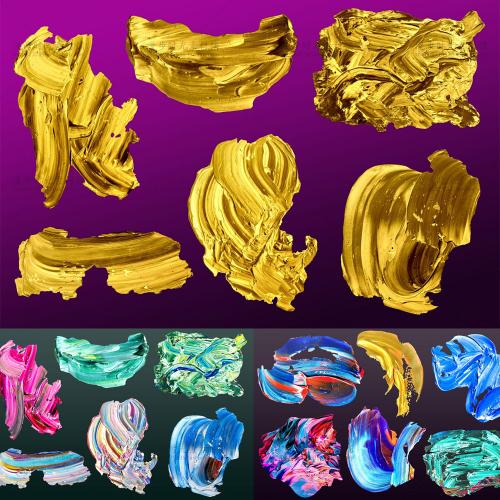 个性潮流创意抽象纹理金黄色颜料背景底纹图案PNG设计素材