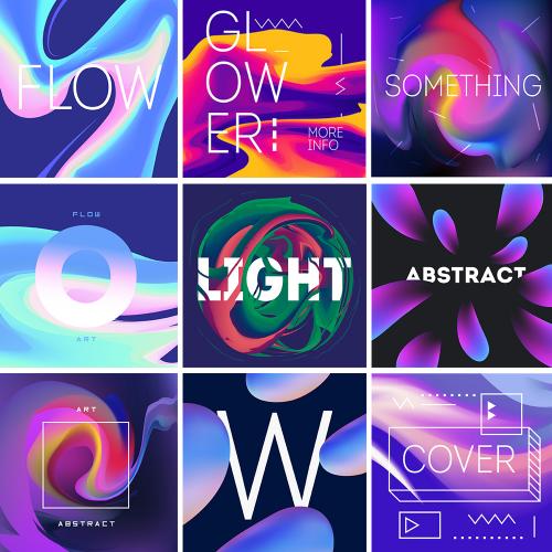 炫彩抽象霓虹彩虹流体渐变光感叠加AI矢量图海报设计素材