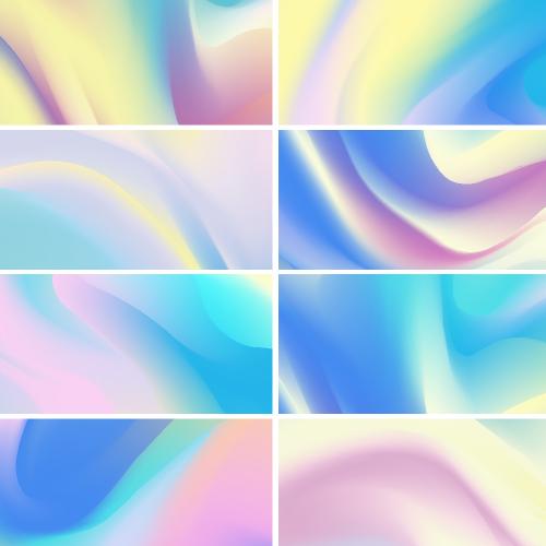 梦幻渐变炫彩镭射蒸汽波抽象海报H5页面EPS矢量设计素材模板