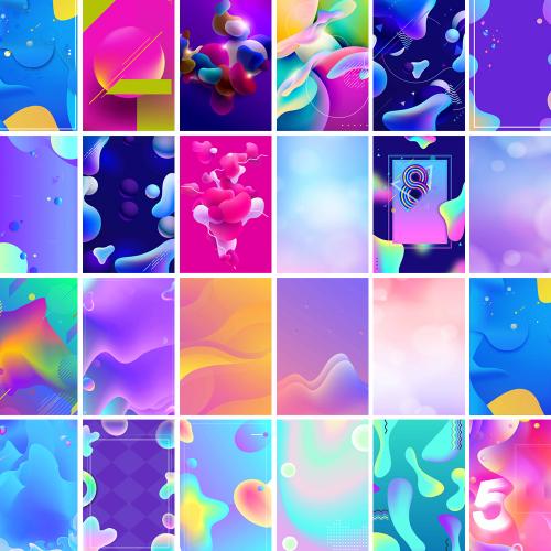 流体渐变炫彩镭射蒸汽波抽象海报H5页面PSD设计素材模板