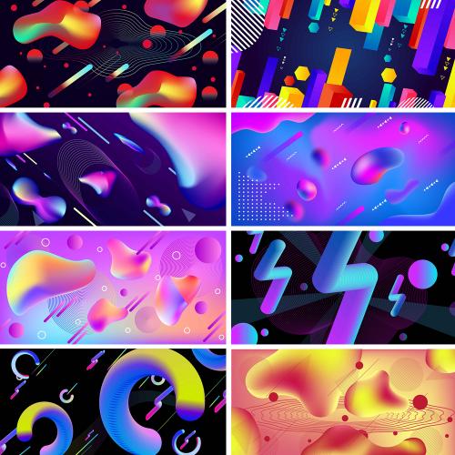 炫彩渐变背景流体渐变绚丽几何背景海报模板AI矢量设计素材