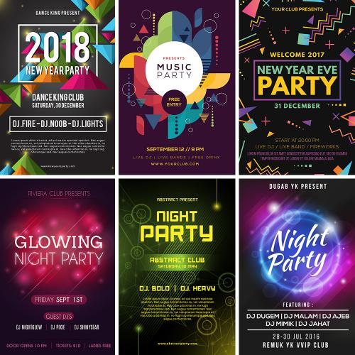 创意潮流渐变几何夜店酒吧音乐节party海报模板EPS矢量素材