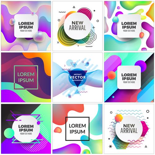 时尚个性曲线圆形背景底纹清新渐变海报EPS+PSD+AI矢量素材