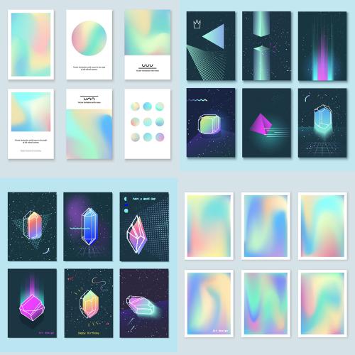 蒸汽波渐变荧光彩色交融海报产品H5引导页背景AI矢量设计素材