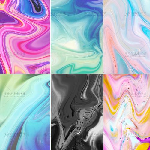 蒸汽波迷幻渐变颜料油漆油光流动旋涡海报H5高清背景JPG素材