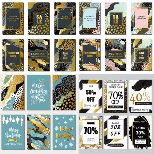 色块线条炫彩水墨画笔促销打折海报装饰画矢量AI设计素材