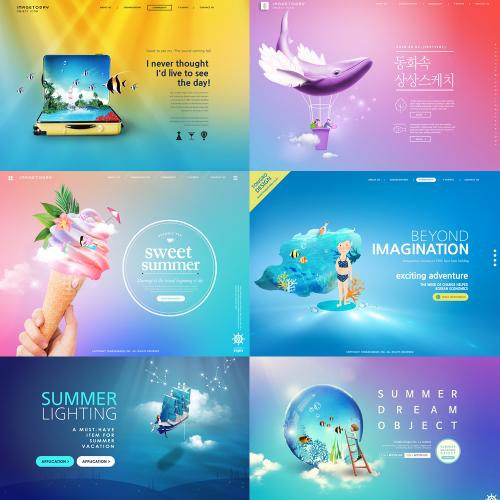 夏季创意2.5d等距差促销活动宣传单海报banner设计PSD素材