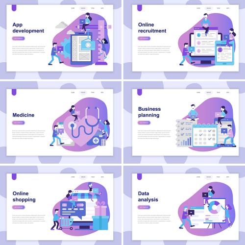 扁平概念ui界面2.5D等距差场景等轴AI矢量设计素材