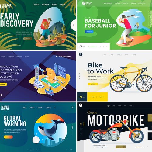 2.5D等距差等轴扁平化网页app海报banner背景ui设计AI素材