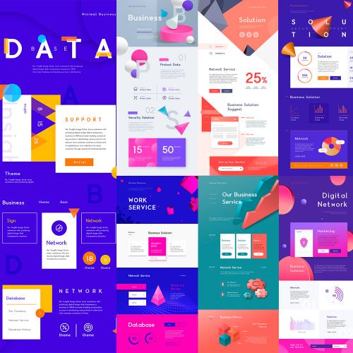 电商网页背景几何图形渐变界面空间感装饰PSD分层设计素材