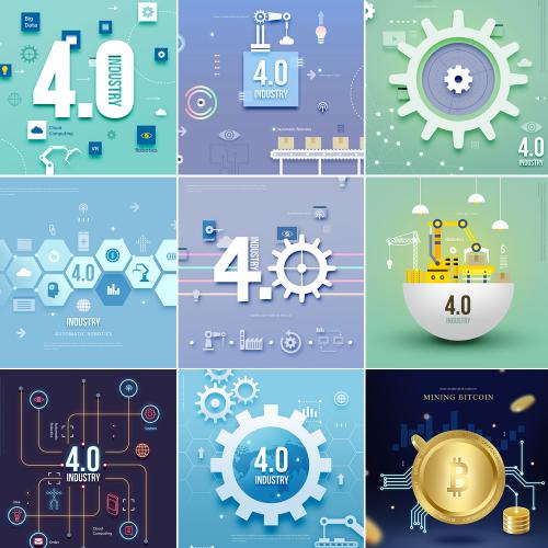 科技时代工业4.0货币比特币网络虚拟经济海报PSD设计素材