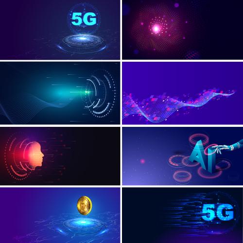 科技底纹元素科技感H5智能未来空间论坛背景Ai矢量设计素材