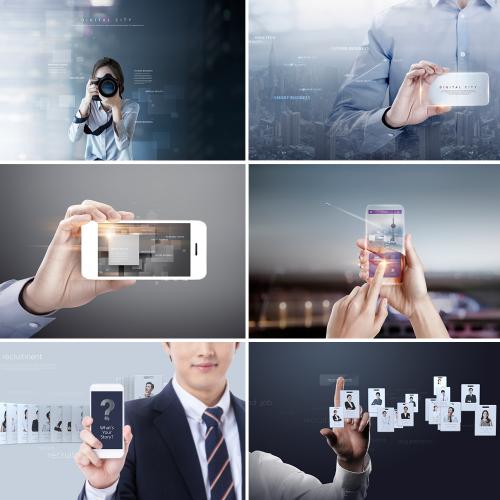 未来科技商务人物办公智能数码海报PSD分层设计素材