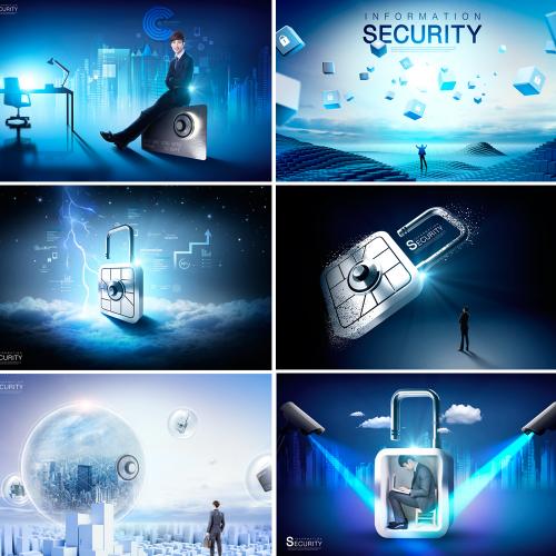 商务商业网络大数据计算机支付安全攻防海报设计PS素材模板