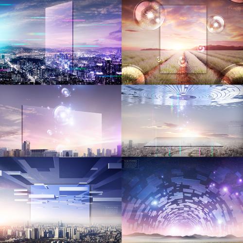 未来科技智慧城市科幻房地产广告为箱海报PSD分层设计素材