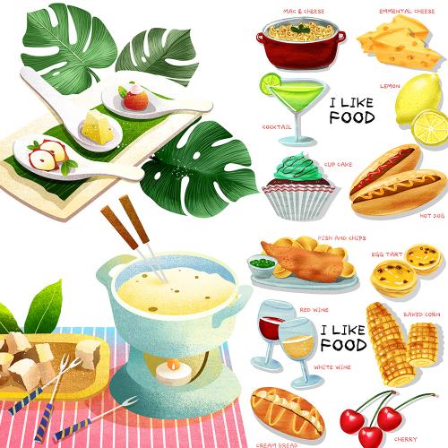 西餐快餐炸鸡汉堡包手绘水彩PSD分层菜单海报餐饮设计素材