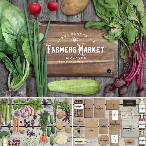 餐厅餐饮美食有机蔬菜场景样机PSD海报展示模型设计素材