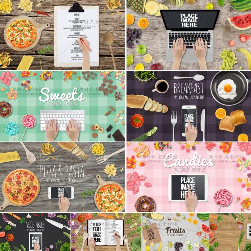 餐饮写真喷绘高清美食厨房水果蔬菜食材PSD源文件海报设计素材