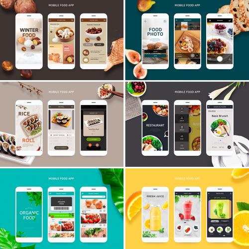 美食餐饮促销活动宣传手机UI界面APP闪屏H5设计素材PSD模板